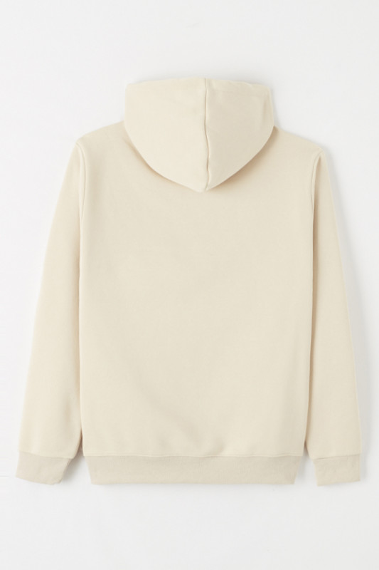 Veste à capuche crème avec empiècement bimatière