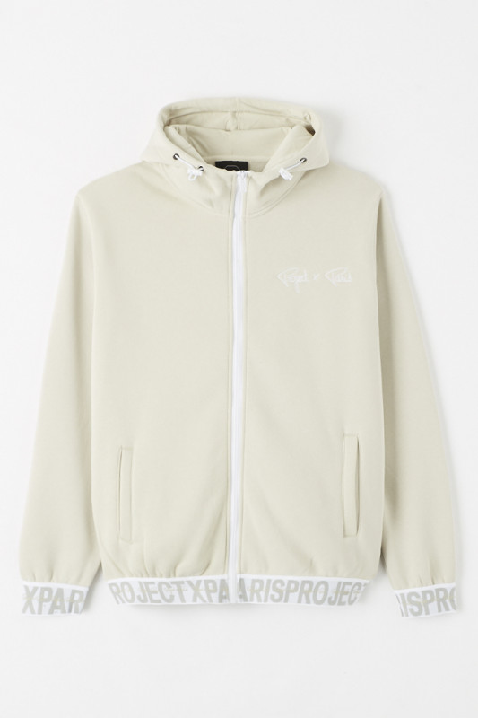 Veste de survêtement beige à capuche pour homme