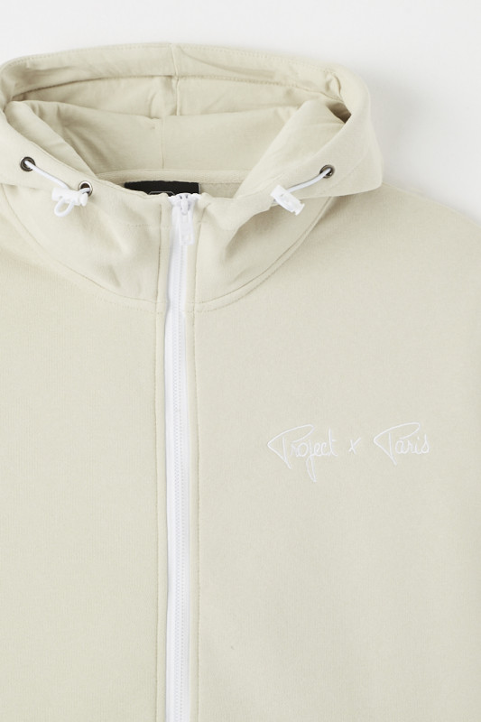 Veste de survêtement beige à capuche