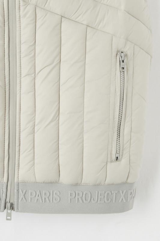 Doudoune sans manches géométrique blanche pour homme Project X coupe droite