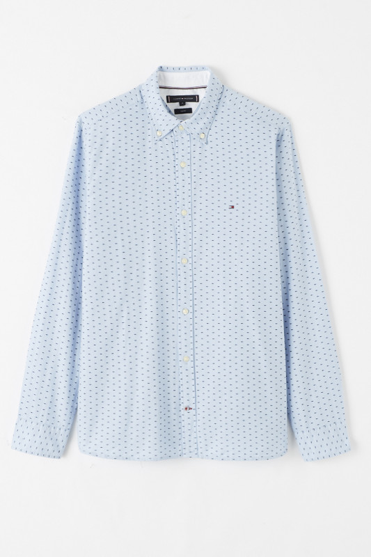 Chemise bleue à motifs coupe ajustée homme