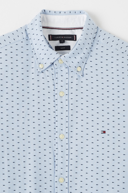Chemise bleue à motifs coupe ajustée homme Tommy Hilfiger manches longues