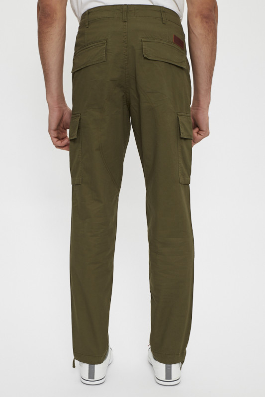 Pantalon cargo coupe droite olive