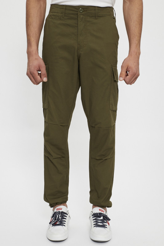 Pantalon cargo coupe droite olive homme