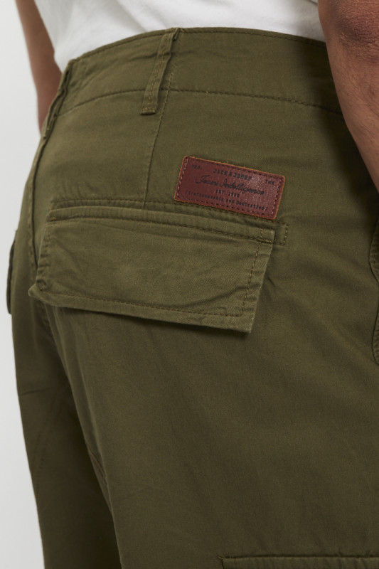 Pantalon cargo coupe droite olive homme Jack & Jones en coton