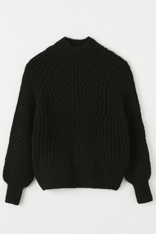 Pull tricoté col montant noir