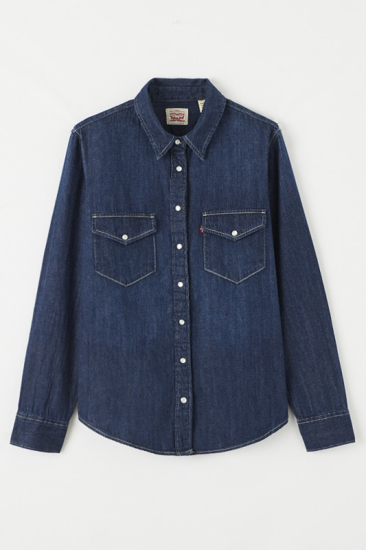 Chemise iconic western bleu denim femme