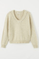 Pull col V beige clair