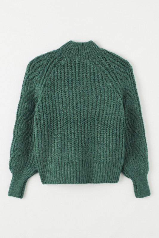 Pull tricoté col montant vert sapin femme Only