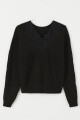 Pull col V noir col dentelle