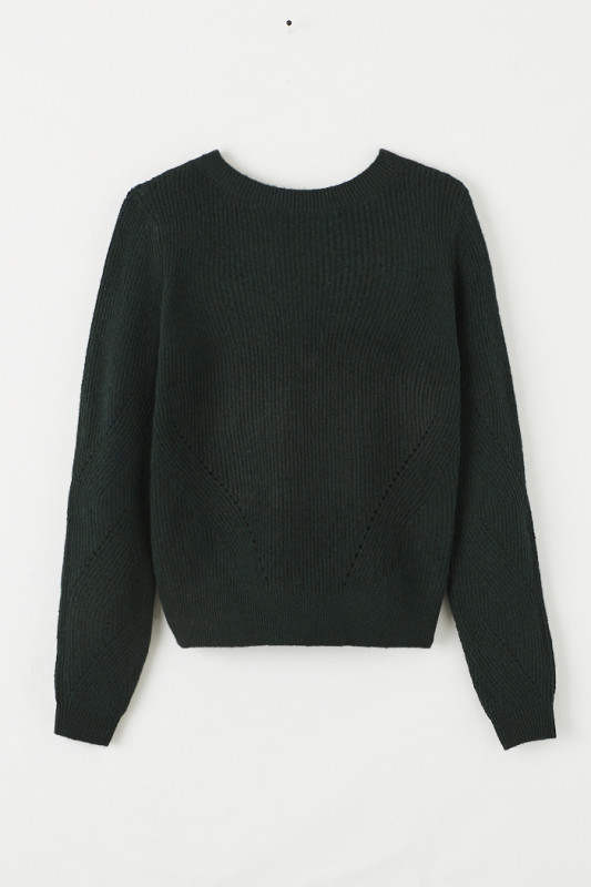 Pull col V vert foncé