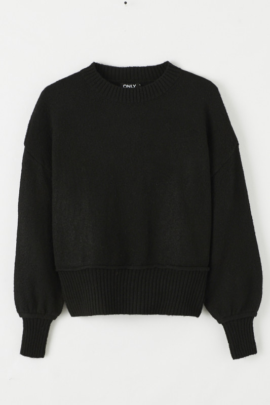 Pull noir col rond coupe standard femme Only