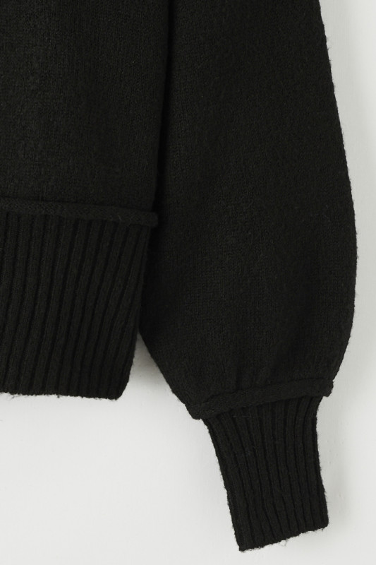 Pull noir col rond coupe standard femme Only laine mélangée