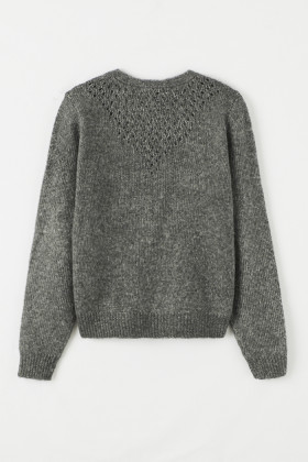 Pull col V gris femme