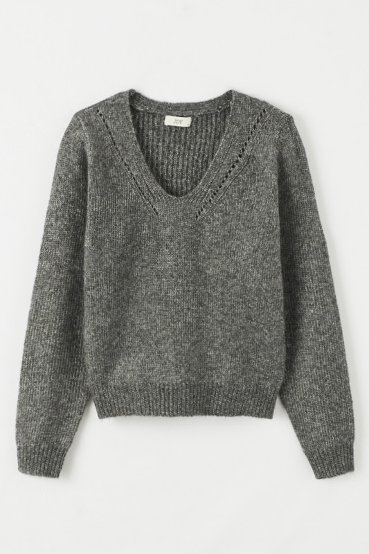 Pull col V gris femme JDY