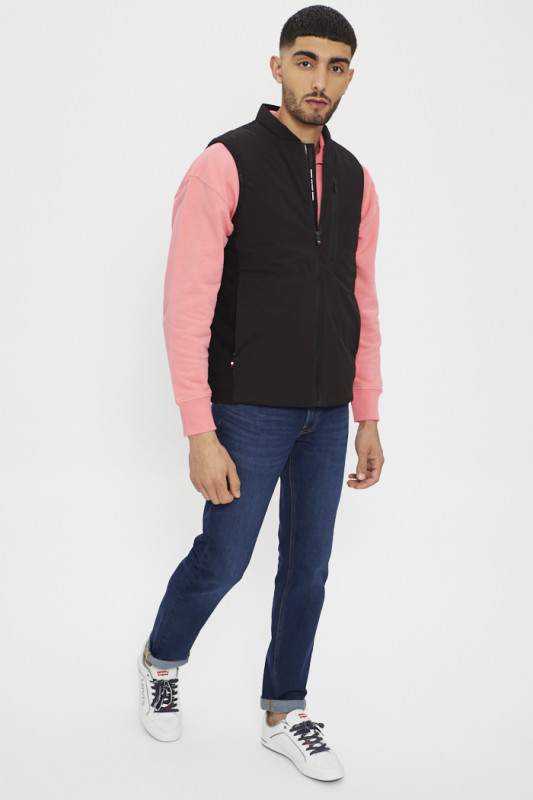 Veste sans manches noir col rond