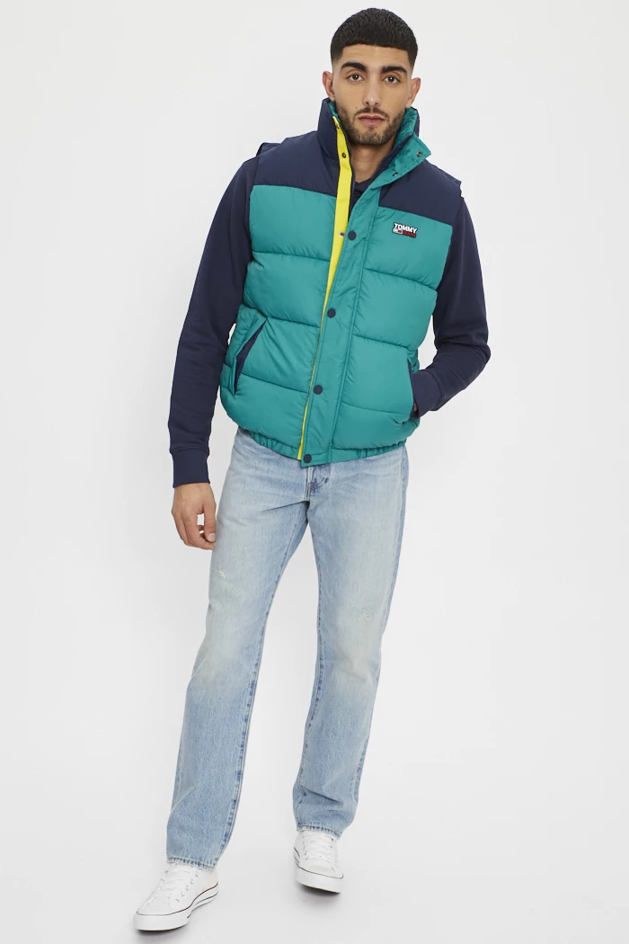 Gilet matelassé bleu marine et vert homme Tommy Hilfiger Destock