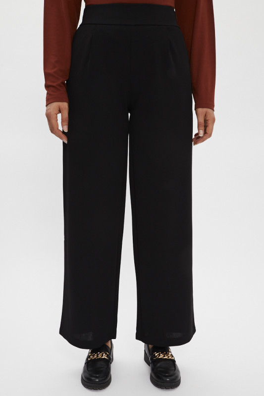 Pantalon noir classique taille haute femme