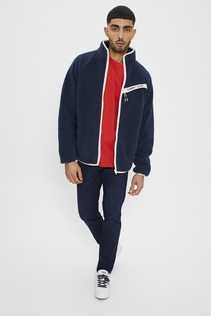 Veste Teddy polaire bleue homme Tommy Hilfiger Destock Jeans