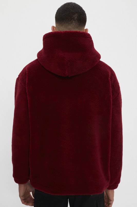 Sweat à capuche sherpa rouge homme levi's