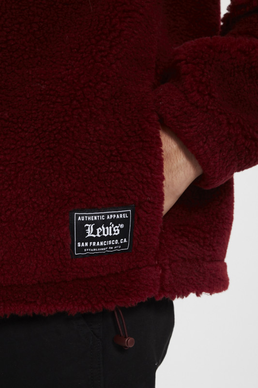Sweat à capuche sherpa rouge homme levi's coupe confort