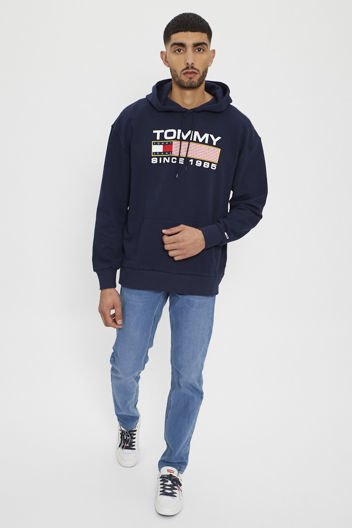 Sweat à capuche logo bleu clair homme - Tommy Hilfiger