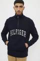 Sweatshirt bleu marine col camionneur