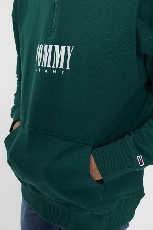 Sweatshirt vert col camionneur homme Tommy Hilfiger manches longues