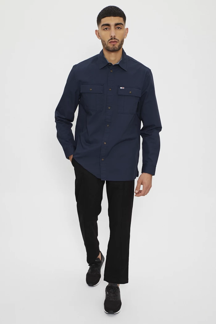 Chemise bleu nuit coupe droite homme Tommy Hilfiger Destock Jeans