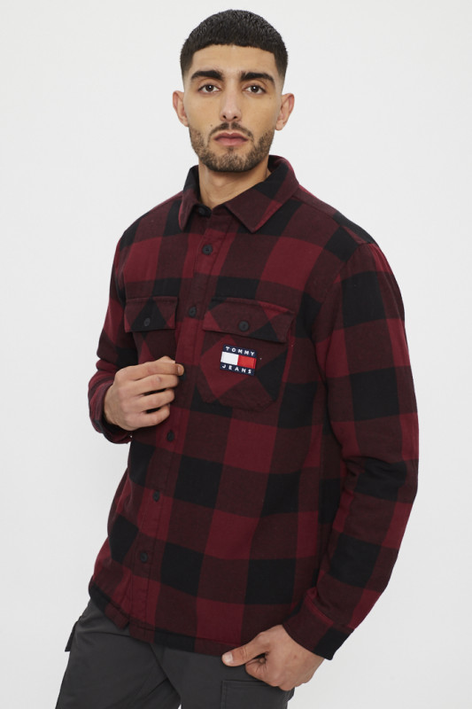 Surchemise à carreaux rouge et noir homme