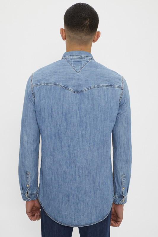 Chemise western bleu délavé homme Tommy Hilfiger