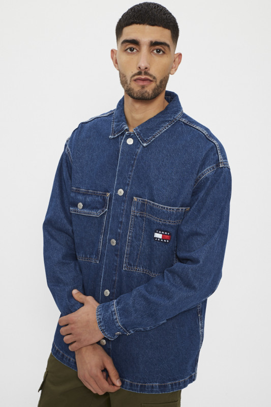 Surchemise en jean bleu denim homme