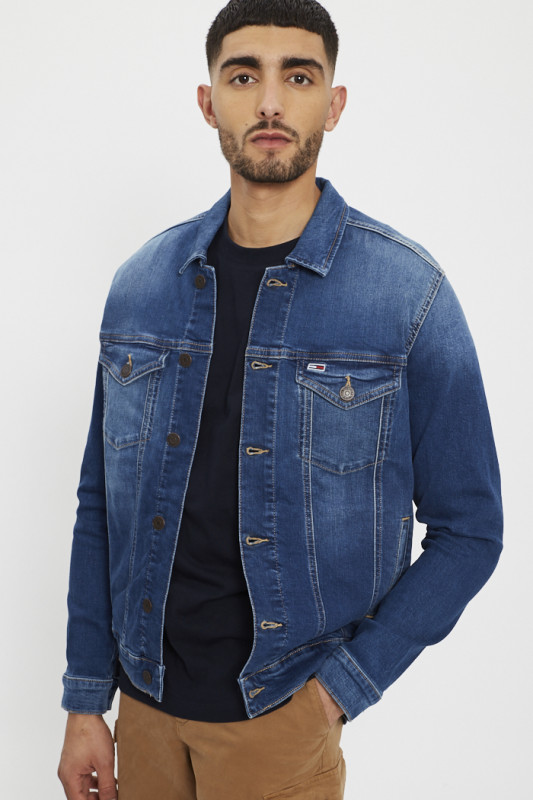 Veste en jean denim délavé homme