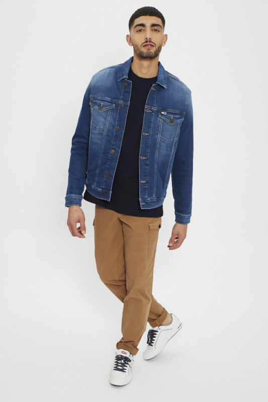 Veste en jean denim délavé