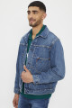 Veste en jean Trucker imprimé rayé coton