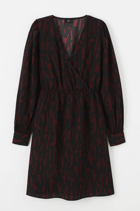 Robe noire et bordeaux motifs fantaisie JDY femme