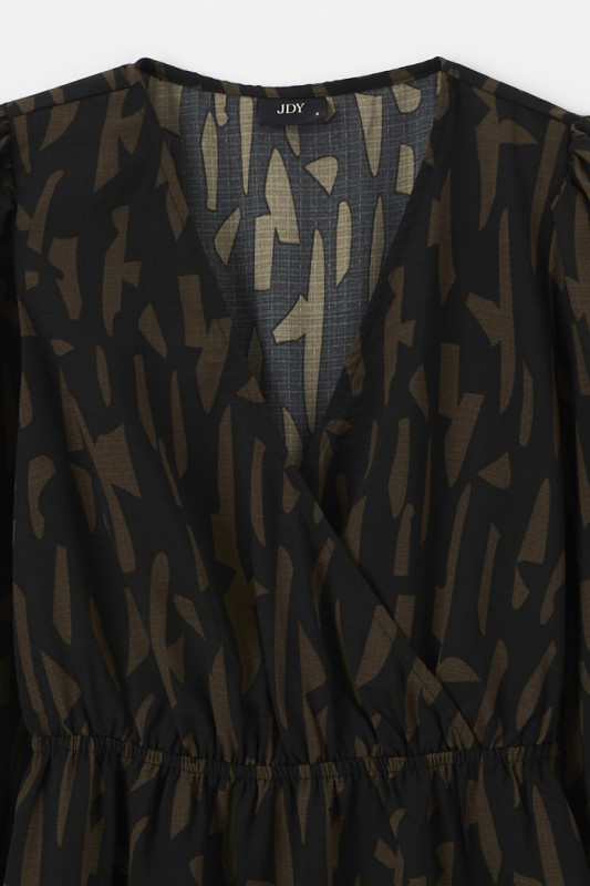Robe noire et olive motifs fantaisie JDY femme