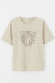 T-shirt Tigre et strass beige clair JDY