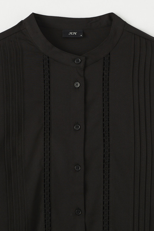 Chemisier noir col mao JDY femme manches longues