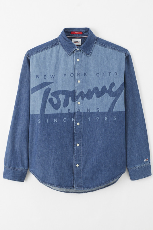 Chemise en jean bleu délavé & indigo homme