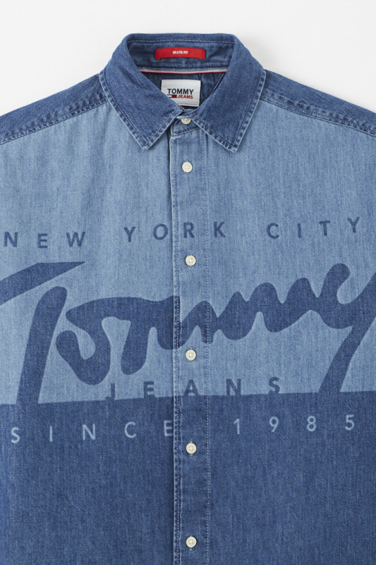 Chemise en jean bleu délavé & indigo homme Tommy Hilfiger