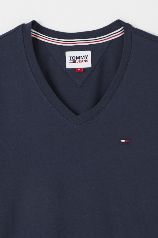 T-shirt bleu marine col V Tommy Hilfiger homme manches courtes