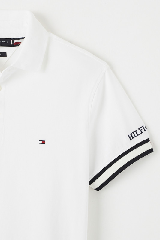 Polo blanc en jersey de coton Tommy Hilfiger homme