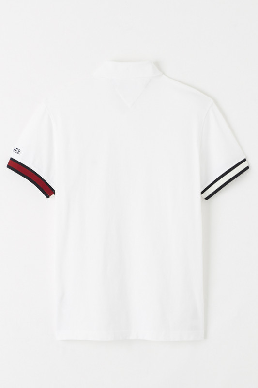 Polo blanc en jersey de coton Tommy Hilfiger homme manches courtes