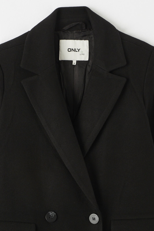 Manteau noir croisé femme Only