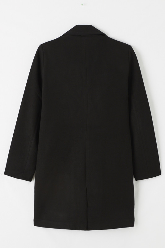 Manteau noir croisé femme