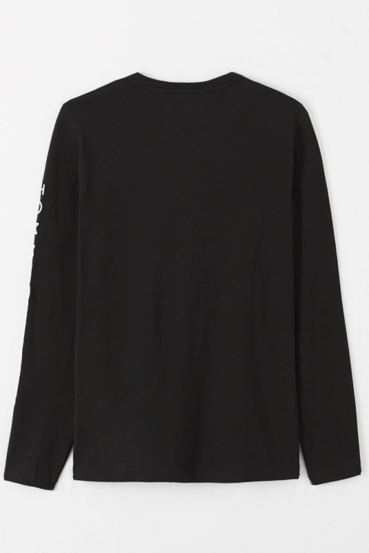 T-shirt manches longues noir coupe ajustée Tommy Hilfiger homme
