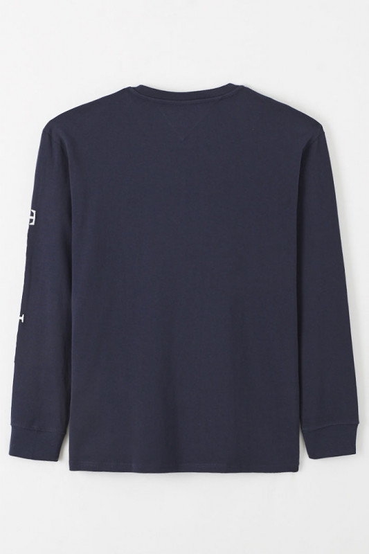 T-shirt manches longues bleu marine en coton