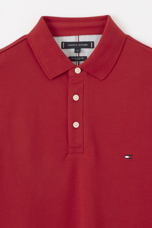 Polo rouge manches courtes coton mélangé Tommy Hilfiger hommes