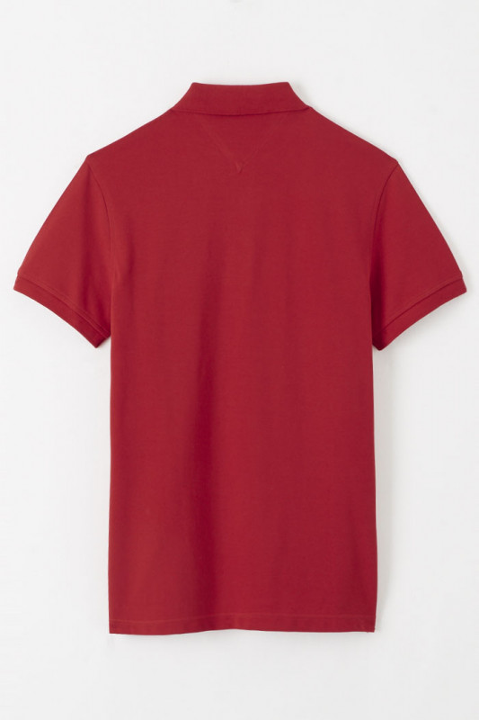 Polo rouge manches courtes coton mélangé Tommy Hilfiger homme col polo